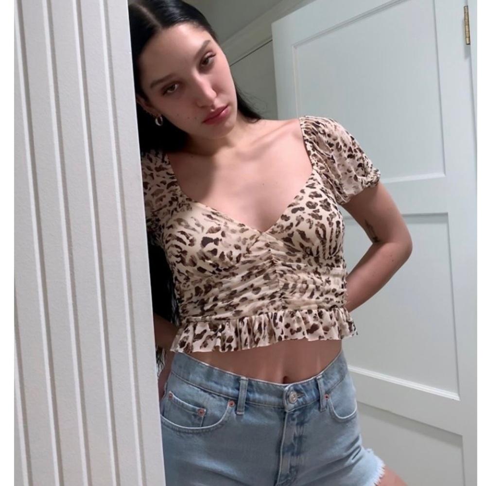 Urban Outfitters mesh ruched blouse